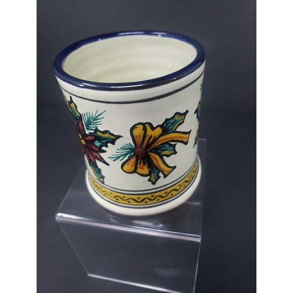 Talavera Pottery Coffee Mug Puebla Mexico Poinsettia Christmas Hand Painted - Picture 6 of 15